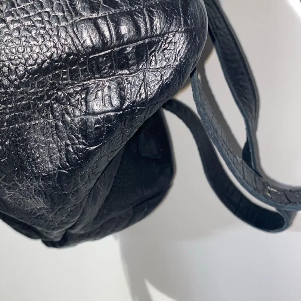 Black Croc Embossed Leather RBG Monogram Tassel Backpack‎ Gold Hardware